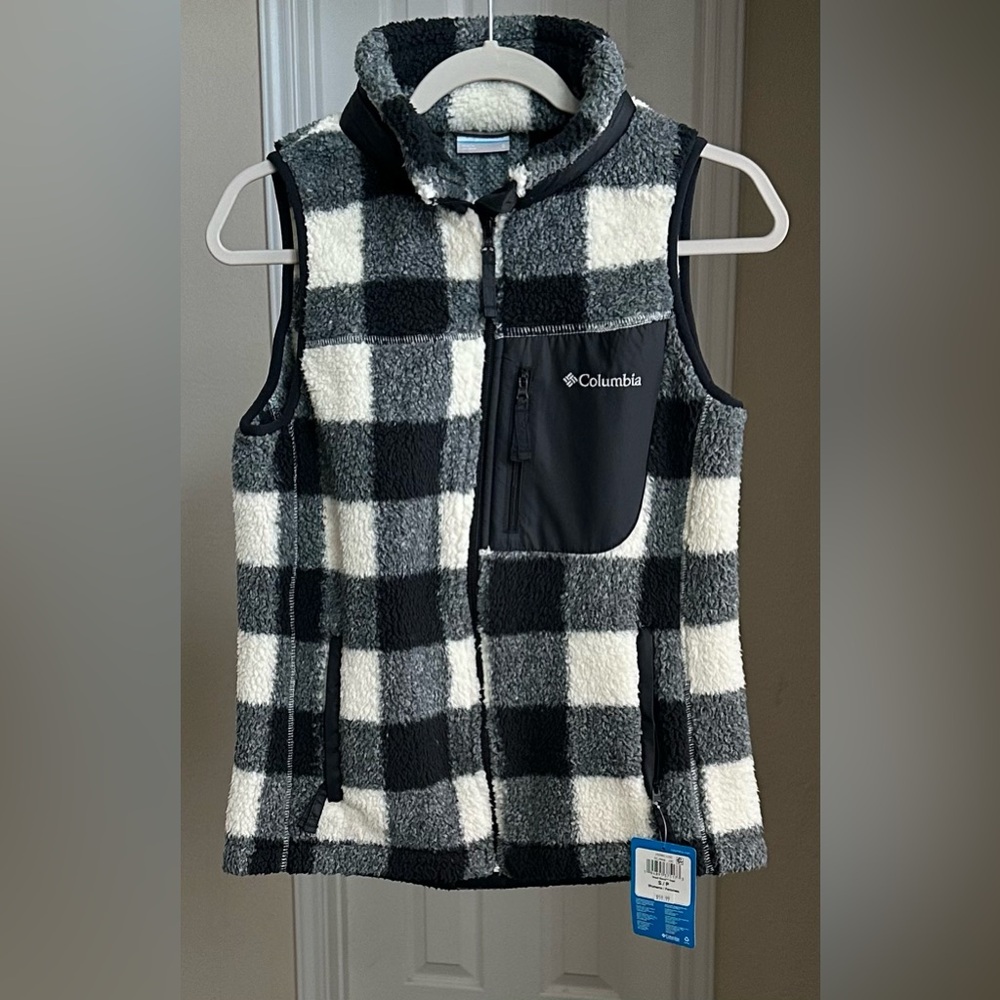 Columbia Checkered Fleece Vest NWT
